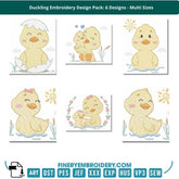 Duckling Embroidery Design Pack: 6 Designs - Multi Sizes - FineryEmbroidery