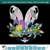 Easter Bunny Floral Embroidery Design with Decorative Eggs - FineryEmbroidery