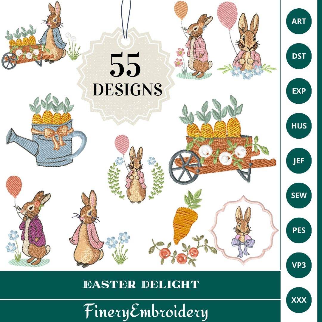 Easter Delight Embroidery Pack - 55 Festive Designs - FineryEmbroidery