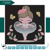 Elegant Ballerina Embroidery Design Pack – 7 Sizes - FineryEmbroidery