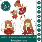 Elegant Ballerinas Embroidery Pack - 3 Graceful Designs - FineryEmbroidery