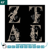 Elegant Floral Alphabet Embroidery Pack – 4.5" Decorative Lettering for Luxurious Monograms - FineryEmbroidery