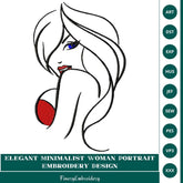 Elegant Minimalist Woman Portrait Embroidery Design - FineryEmbroidery