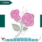 Elegant Pink Roses Embroidery Design - 7 Sizes Available | FineryEmbroidery - FineryEmbroidery