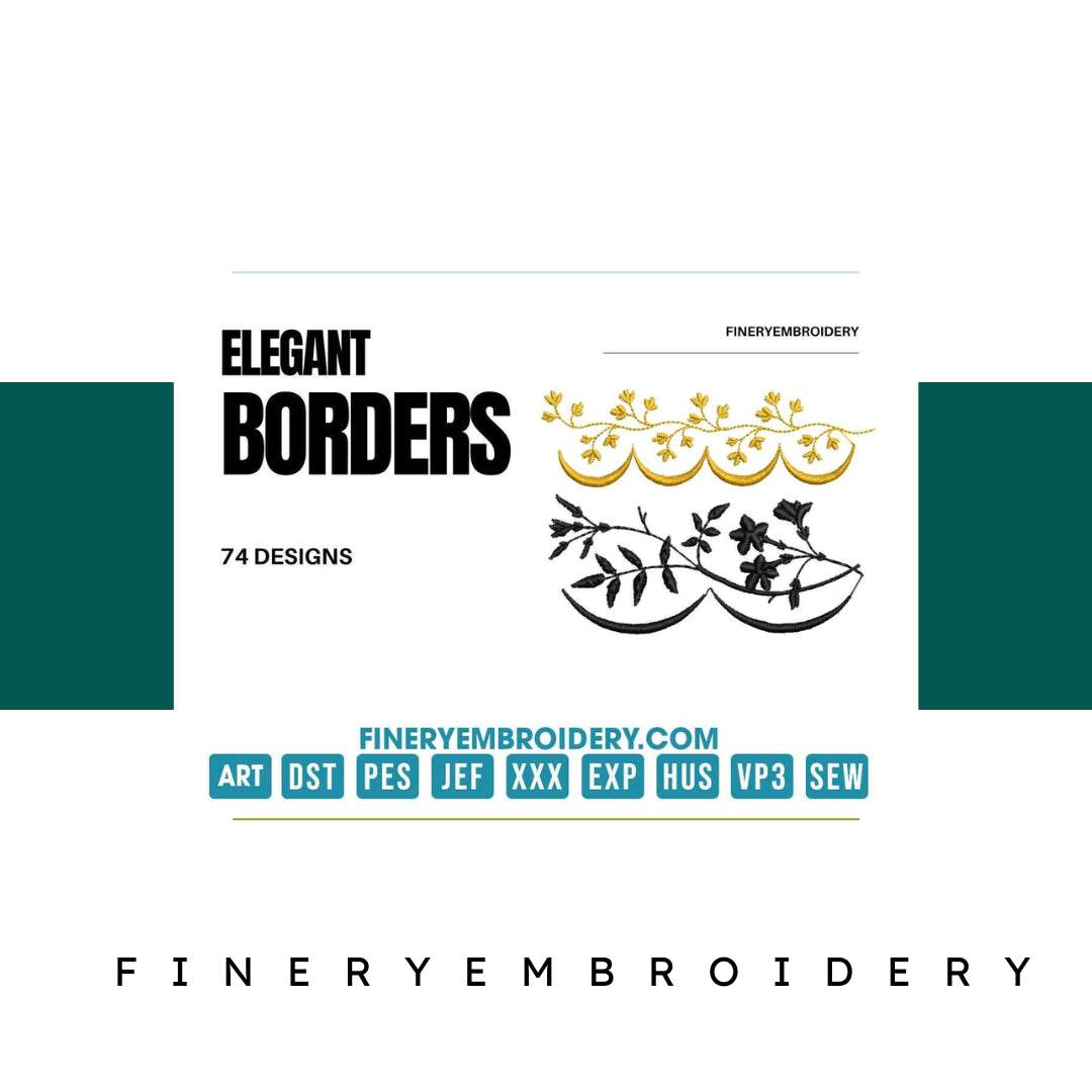 Elegant borders: Embroidery Design Pack - FineryEmbroidery
