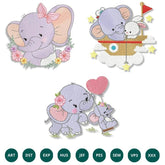 Elephant embroidery designs pack