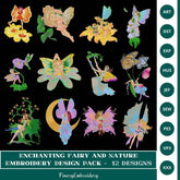Enchanting Fairy and Nature Embroidery Design Pack – 12 DESIGNS - FineryEmbroidery