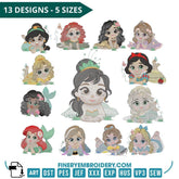 Enchanting Princess Embroidery Pack – 13 Designs, 5 Sizes - FineryEmbroidery