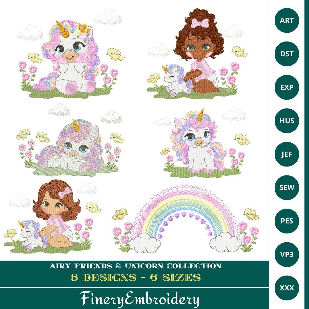 Fairy Friends & Unicorn Embroidery Designs Collection - FineryEmbroidery