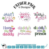 Father's Day Embroidery Pack - 6 Designs - 2 sizes - FineryEmbroidery