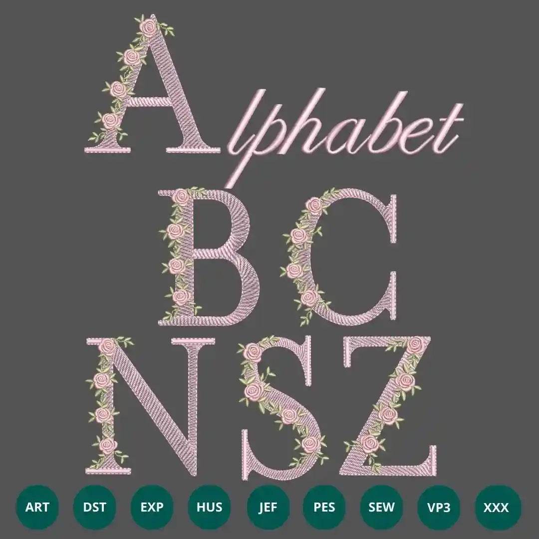 Floral Alphabet Embroidery Designs – Complete A to Z Set