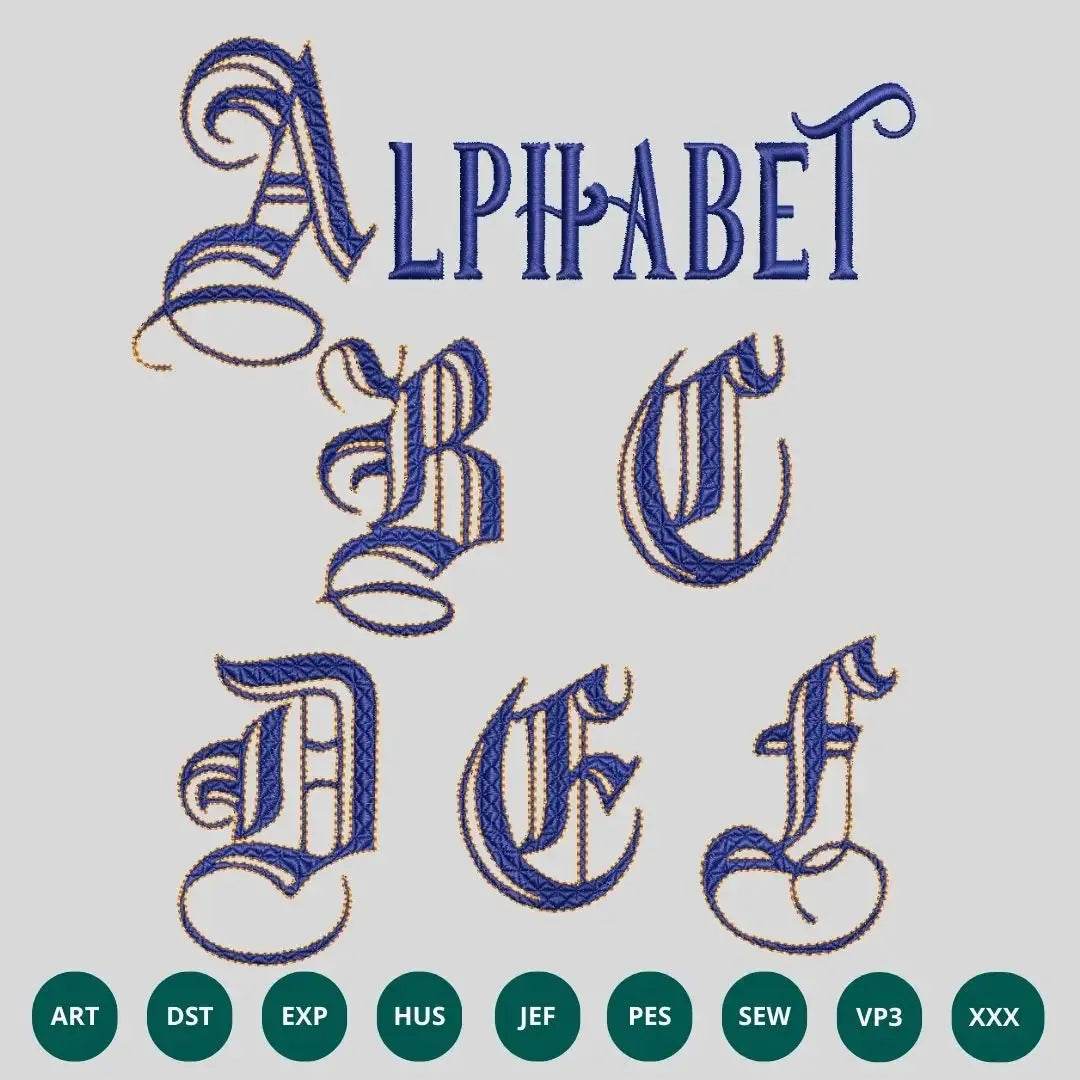 Antique Elegant Embroidery Alphabet Designs – Complete A to Z Set