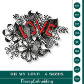 Oh My LOVE Embroidery Design – Free Artistic Floral Pattern
