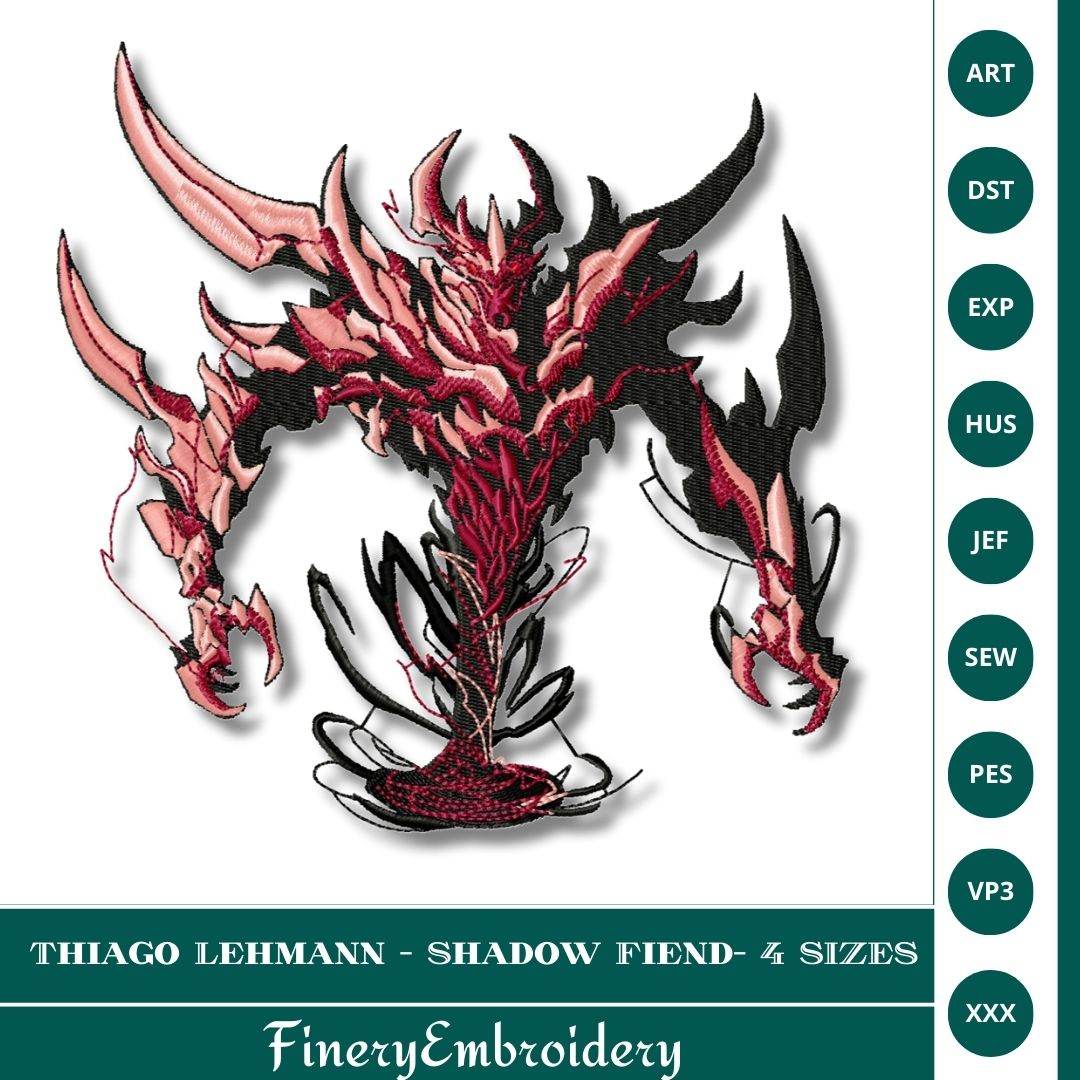 Shadow Fiend Embroidery Design – Dark Demon Pattern - FineryEmbroidery