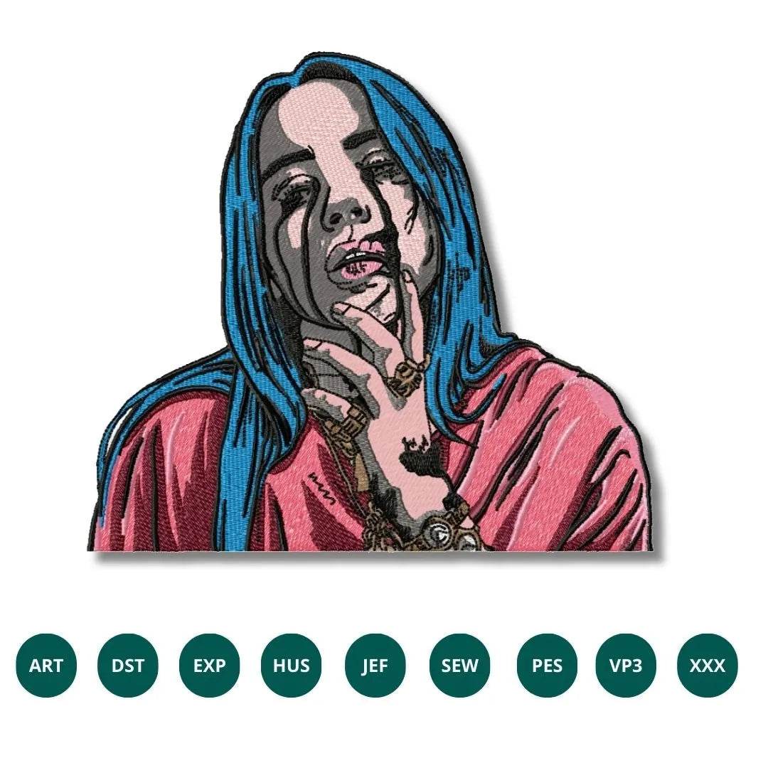 Billie Eilish Ocean Eyes Aesthetic Embroidery Design