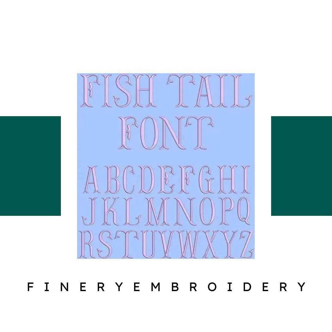 Fish Taill Embroidery alphabet Font Set