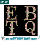 Floral Garden Alphabet Embroidery Pack – Elegant Monogram Letters with Birds and Blossoms - FineryEmbroidery