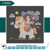 Girl Riding a Horse Embroidery Design | FineryEmbroidery - FineryEmbroidery