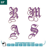Gothic Script Alphabet Embroidery Pack – Complete A-Z Monogram Collection - FineryEmbroidery