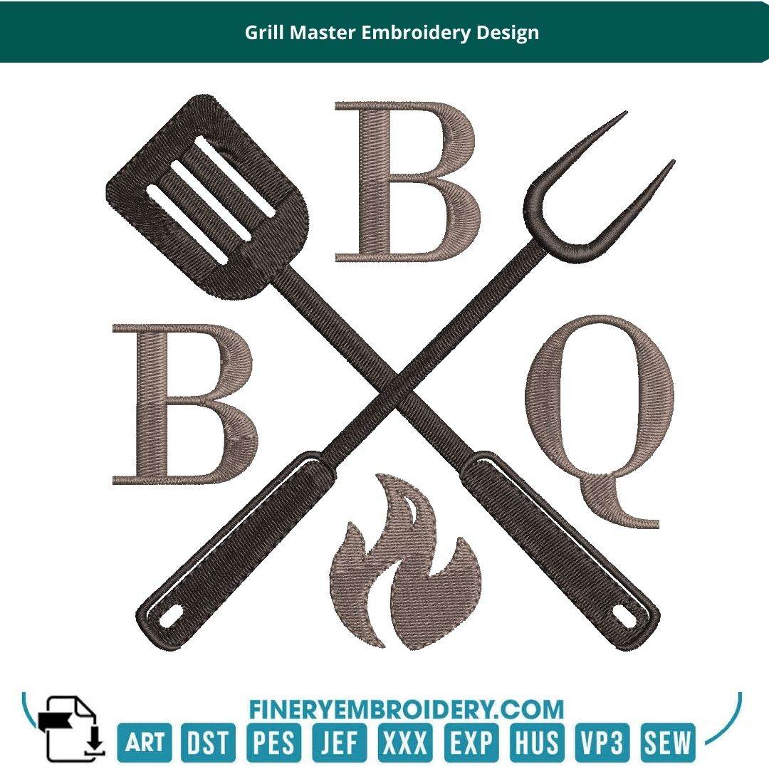 Grill Master BBQ Embroidery Design – Free Download - FineryEmbroidery