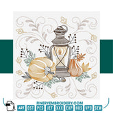 Halloween Lantern & Pumpkin Embroidery Design – Spooky Autumn Scene - FineryEmbroidery