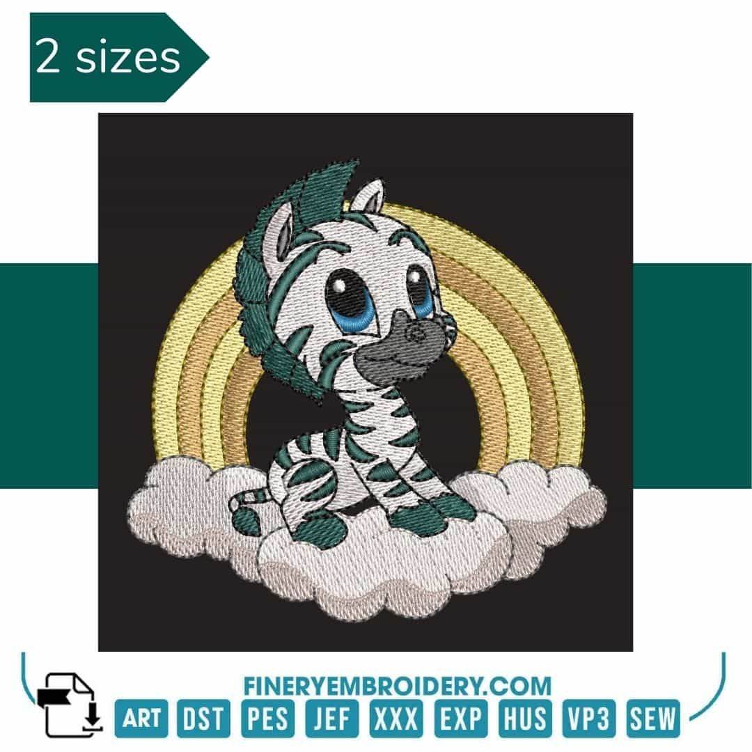 Happy Zebra Embroidery - Embroidery Designs - FineryEmbroidery