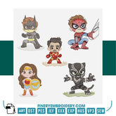 Heroic Adventures Embroidery Pack – 5 Superhero Designs in Multiple Sizes - FineryEmbroidery