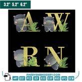 Hippo Jungle Alphabet Embroidery Pack – Monogram Letters with Safari Theme - FineryEmbroidery