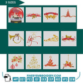Holiday Decorations Embroidery Design Pack – 12 Festive designs - 3 Sizes - FineryEmbroidery