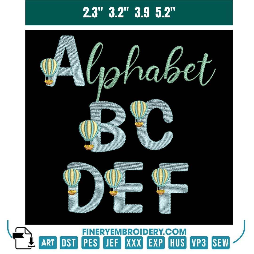 Hot Air Balloon Alphabet Embroidery Pack - A to Z Complete Set - FineryEmbroidery