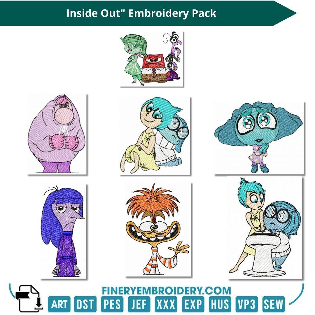 Inside Out" Embroidery Pack - Bring Emotions to Life in Your Creations! - FineryEmbroidery