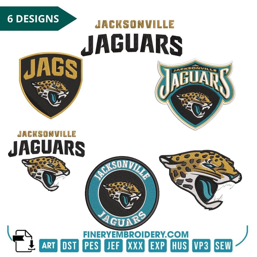Jacksonville Jaguars - Pack of 6 Designs - 2 Sizes - Embroidery Design - FineryEmbroidery