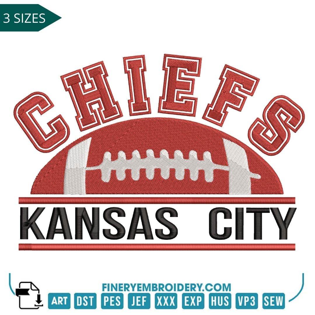 Kansas City Chiefs Football Embroidery Design – Perfect for Game Day Gear - FineryEmbroidery