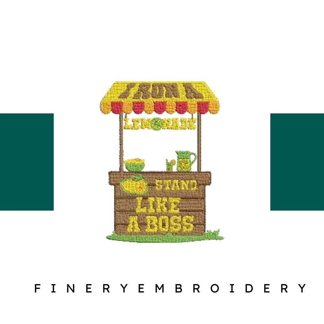 Lemonade-Stand-Boss-Summertime-Vacation - Embroidery Design - FineryEmbroidery