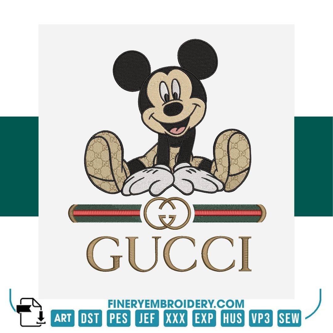 Luxury Mickey Mouse 1 Embroidery Design – Gucci-Inspired | FineryEmbroidery - FineryEmbroidery