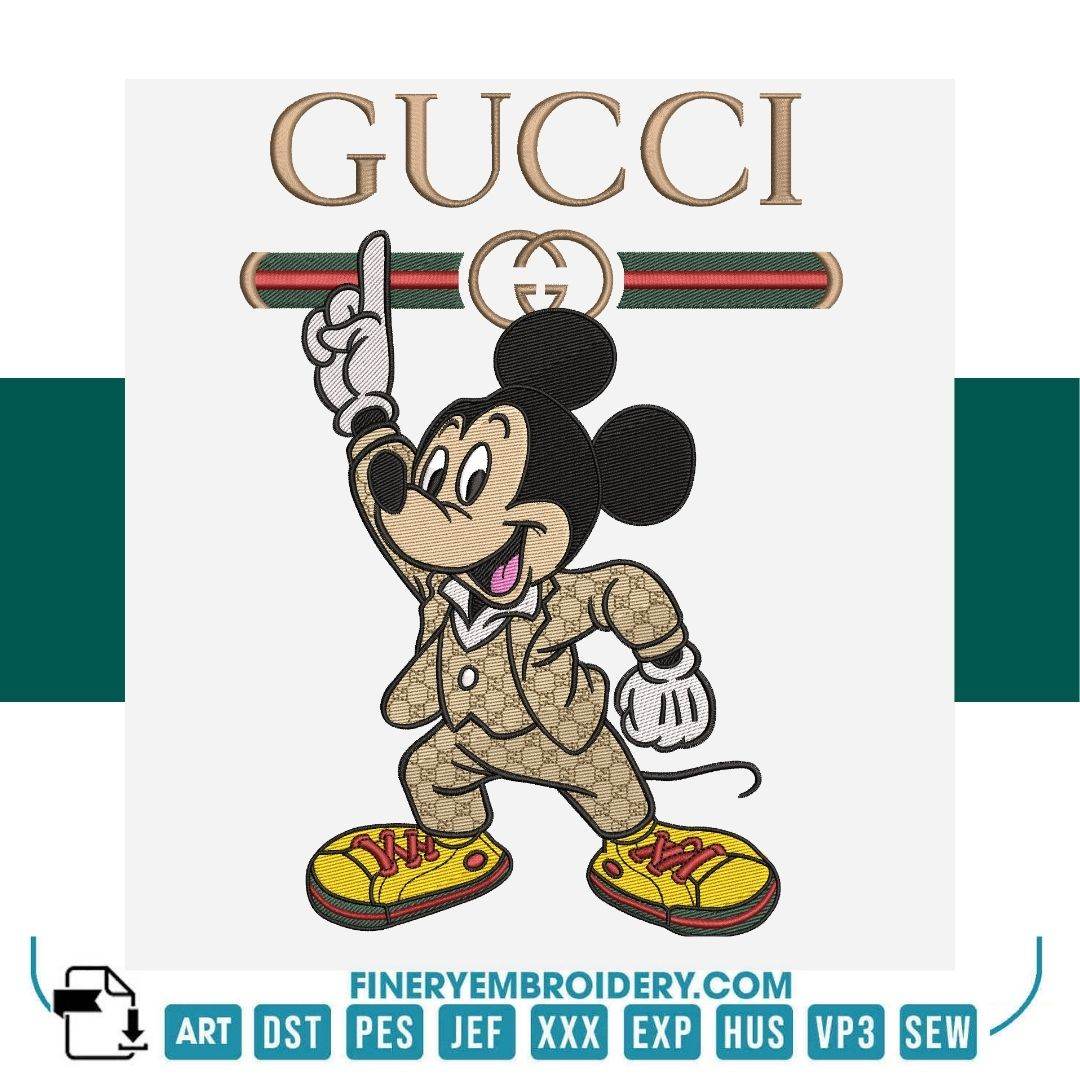 Luxury Mickey Mouse 3 Embroidery Design – Gucci-Inspired | FineryEmbroidery - FineryEmbroidery