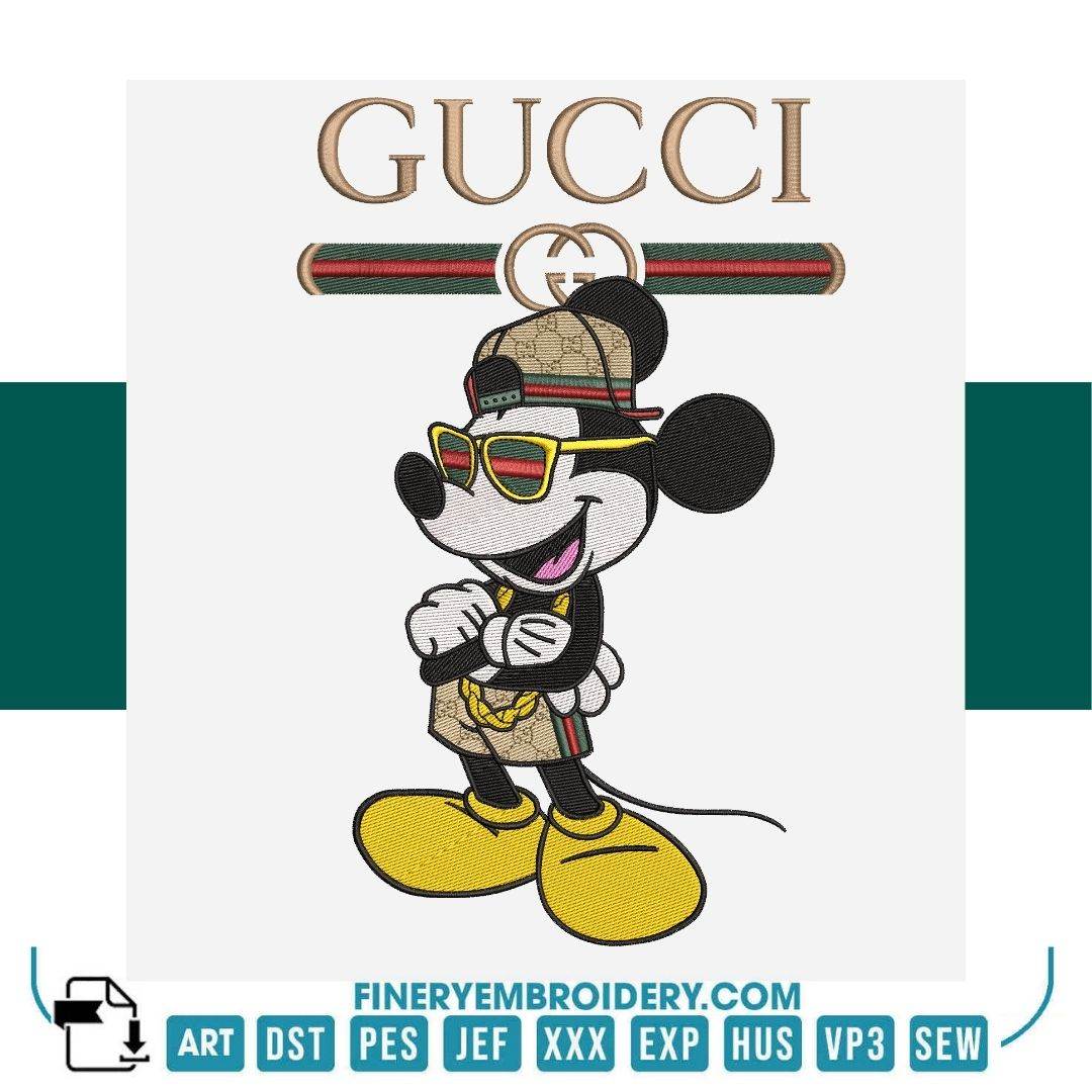 Luxury Mickey Mouse 4 Embroidery Design – Gucci-Inspired | FineryEmbroidery - FineryEmbroidery