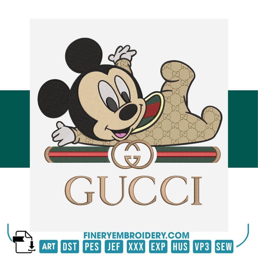 Luxury Mickey Mouse 6 Embroidery Design – Gucci-Inspired | FineryEmbroidery - FineryEmbroidery