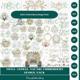 Mega Animal Safari Embroidery Design Pack – 50 Exclusive Designs - FineryEmbroidery