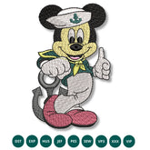 Sailor Mickey Mouse Embroidery Design - Nautical Cartoon Mouse Machine