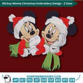 Mickey and Minnie Christmas Embroidery Design – Festive Holiday Duo - FineryEmbroidery