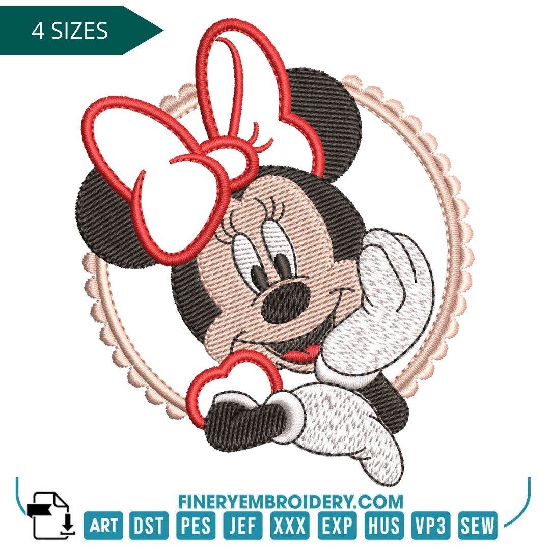 Minnie Character Appliqué Embroidery Design – 4 Sizes - FineryEmbroidery