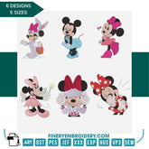 Minnie Mouse Embroidery Design Pack – 6 Designs in 5 Sizes - FineryEmbroidery