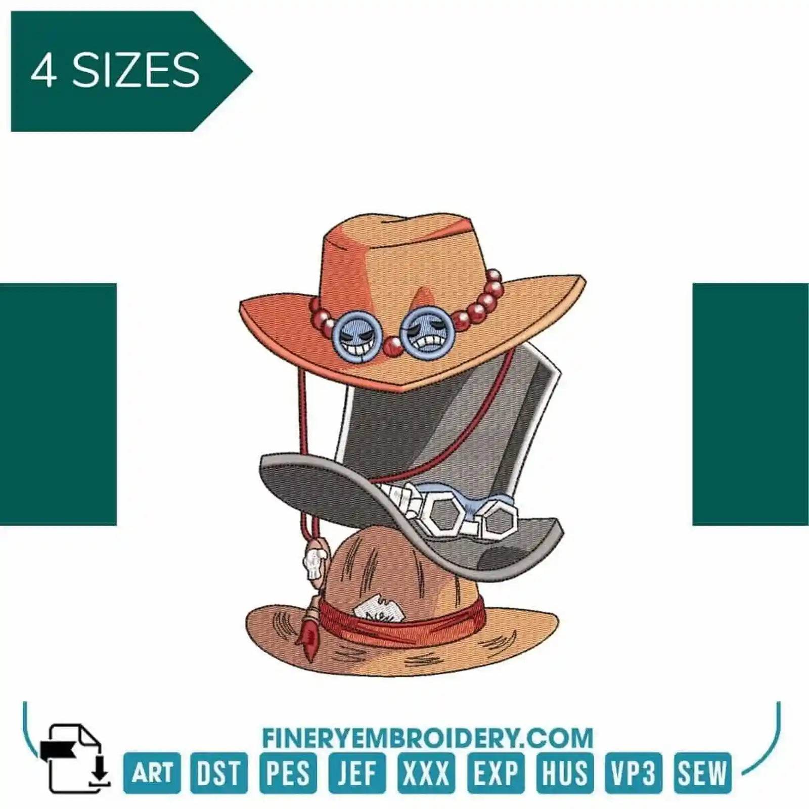 Monkey D. Luffy | One Piece - Ace Sabo Hats - Animé - Embroidery Design