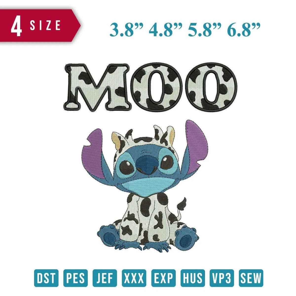 Moo Stitch Funny - Embroidery Design