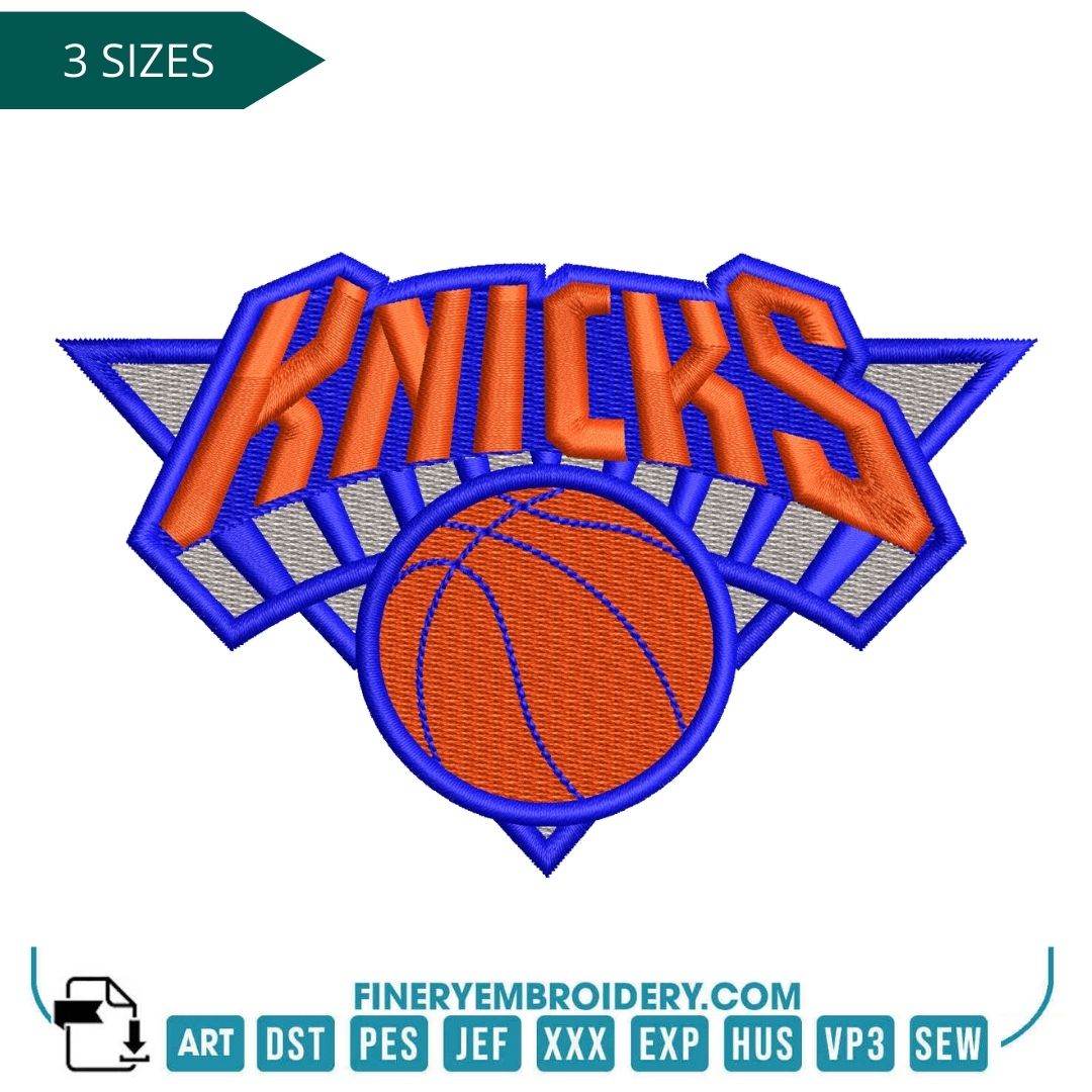 New York Knicks Embroidery Design – Classic Team Logo in 3 Sizes - FineryEmbroidery