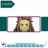 Nezuko Kamado Wide Demon Slayer - Animé  - Embroidery Design - FineryEmbroidery