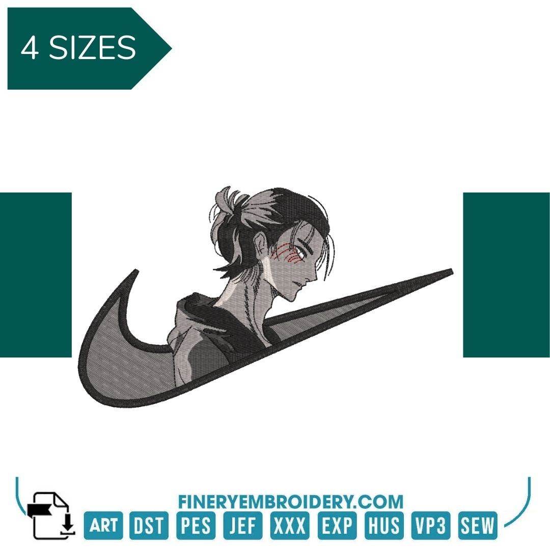 Nike Attack of Titan EREN JAEGER - - Embroidery Design - FineryEmbroidery
