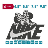 Nike Minnie Black and White - Embroidery Design - FineryEmbroidery