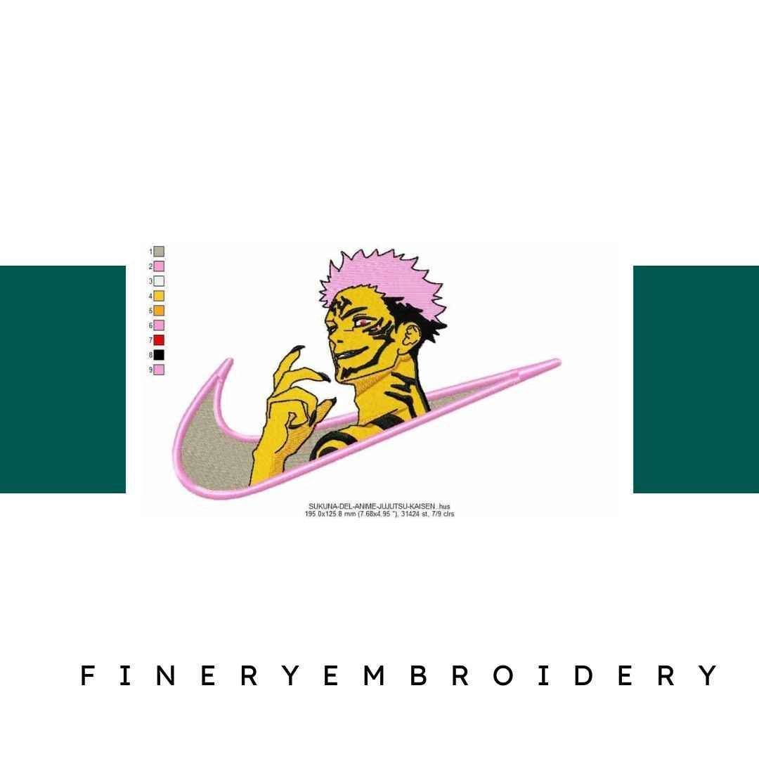 Nike Sukuna Jjujutsu Kkaisen Embroidery Design
